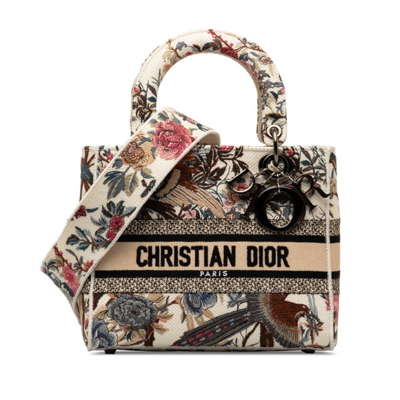 Christian Dior Dior Book Tote Dee-Lite Bird Flower Handbag Shoulder Bag White... - Picture 2 of 10